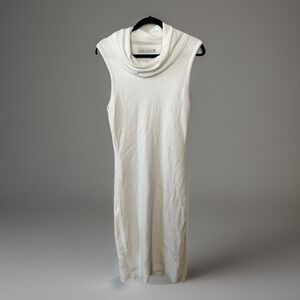 Alice + Olivia Cowl Neck‎ Sweater Dress Women L Body Con Fitted Off White Long